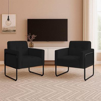 Poltrona Sala Industrial Alta Tubo Preto Kit 2 Elisa Veludo Preto D03 - D'rossi