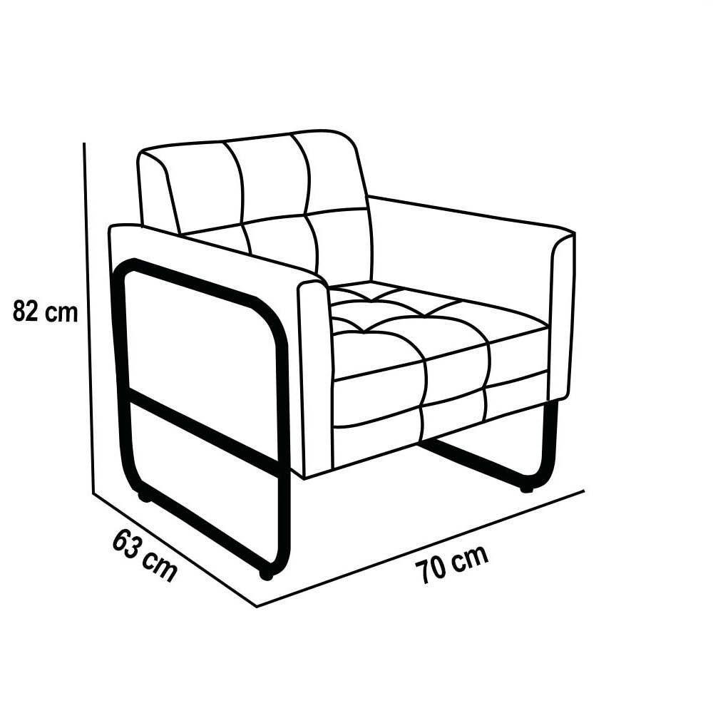 Poltrona Sala Industrial Alta Tubo Preto Kit 2 Elisa Suede D03 - D'rossi Cor Marrom Rato - 4
