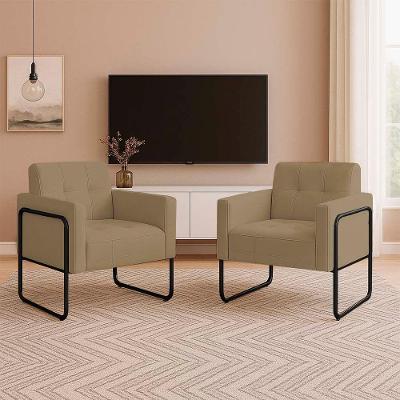 Poltrona Sala Industrial Alta Tubo Preto Kit 2 Elisa Suede D03 - D'rossi Cor Marrom Rato