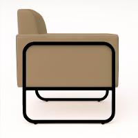 Poltrona Sala Industrial Alta Tubo Preto Kit 2 Elisa Suede D03 - D'rossi Cor Marrom Rato - 7