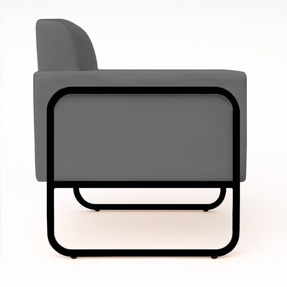 Poltrona Sala Industrial Alta Tubo Preto Kit 2 Elisa Suede D03 - D'rossi Cor Grafite - 7