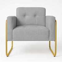 Poltrona Sala Industrial Alta Tubo Dourado Kit 2 Elisa Suede D03 - D'rossi Cor Cinza - 6