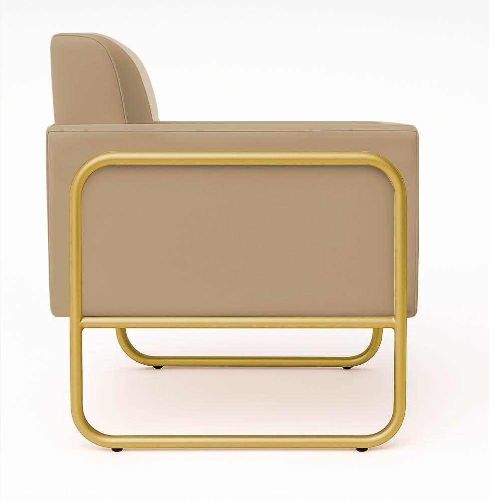 Poltrona Sala Industrial Alta Tubo Dourado Elisa Suede Marrom Rato D03 - D'rossi - 6