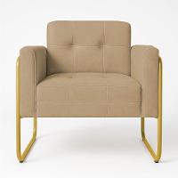 Poltrona Sala Industrial Alta Tubo Dourado Elisa Suede Marrom Rato D03 - D'rossi - 2