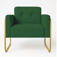 Poltrona Sala Industrial Alta Tubo Dourado Kit 2 Elisa Suede Verde D03 - D'rossi - 5