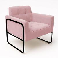 Poltrona Sala Industrial Alta Tubo Preto Kit 2 Elisa Veludo D03 - D'rossi Cor Rose - 6