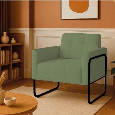 Poltrona Sala Industrial Alta Tubo Preto Elisa Bouclê Pistache D03 - D'rossi