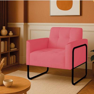 Poltrona Sala Elisa D03 Industrial Suede Rosê Preto D'Rossi