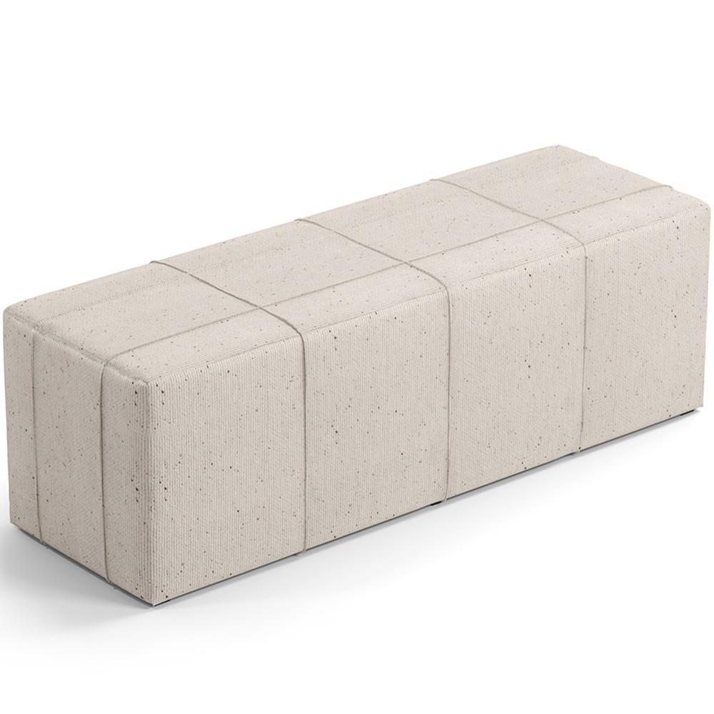 Kit Cabeceira Cama Box King 195cm Com Calçadeira Roma W01 Linho Cru - Lyam - 4