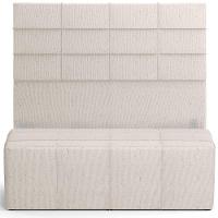 Kit Cabeceira Cama Box King 195cm Com Calçadeira Roma W01 Linho Cru - Lyam - 1