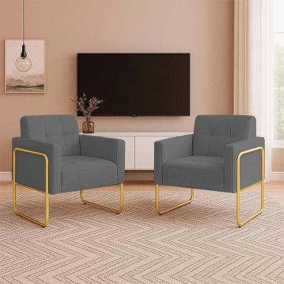 Poltrona Sala Industrial Alta Tubo Dourado Kit 2 Elisa Suede D03 - D'rossi Cor Grafite