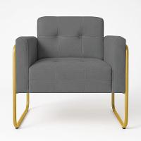 Poltrona Sala Industrial Alta Tubo Dourado Kit 2 Elisa Suede D03 - D'rossi Cor Grafite