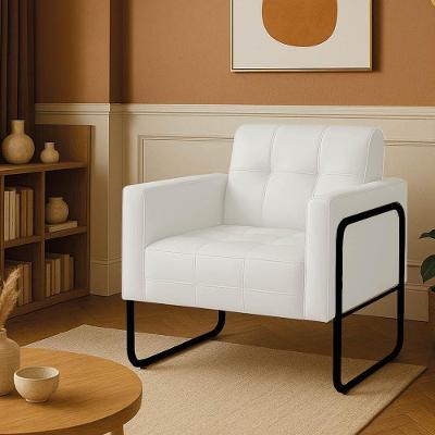 Poltrona Elisa D03 Sala Industrial Couro Sintético Branco Preto D'Rossi