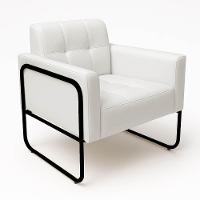 Poltrona Sala Industrial Alta Tubo Preto Elisa Sintético Branco D03 - D'rossi - 2