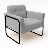 Poltrona Sala Industrial Alta Tubo Preto Kit 2 Elisa Veludo Cinza D03 - D'rossi - 5