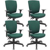 Kit 04 Cadeiras De Escritório Diretor Office Giratória Preto Alta Flexi P03 Poliéster Verde - Lyam - 1