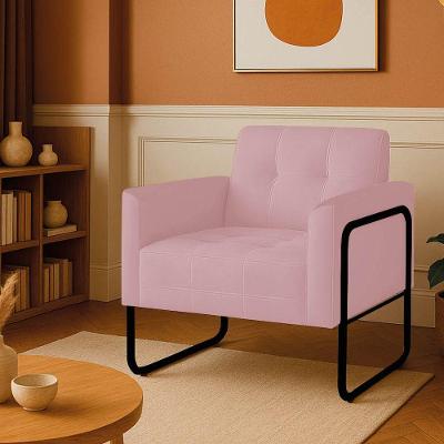 Poltrona Sala Industrial Alta Tubo Preto Elisa Veludo D03 - D'rossi Cor Rose