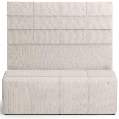 Kit Cabeceira Cama Box Casal 140cm Com Calçadeira Roma W01 Linho Cru - Lyam