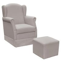 Poltrona De Amamentação Com Balanço E Puff Elisa P02 Linho - Lyam Decor Linho Cinza Escuro - 7