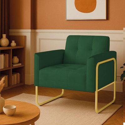 Poltrona Sala Industrial Alta Tubo Dourado Elisa Veludo D03 - D'rossi Cor Verde