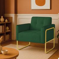 Poltrona Sala Industrial Alta Tubo Dourado Elisa Veludo D03 - D'rossi Cor Verde - 1