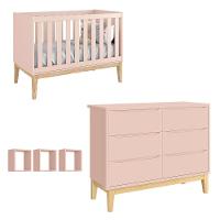Jogo De Quarto Para Bebê Classic New Rosa Fosco Com Natural - Reller - 2