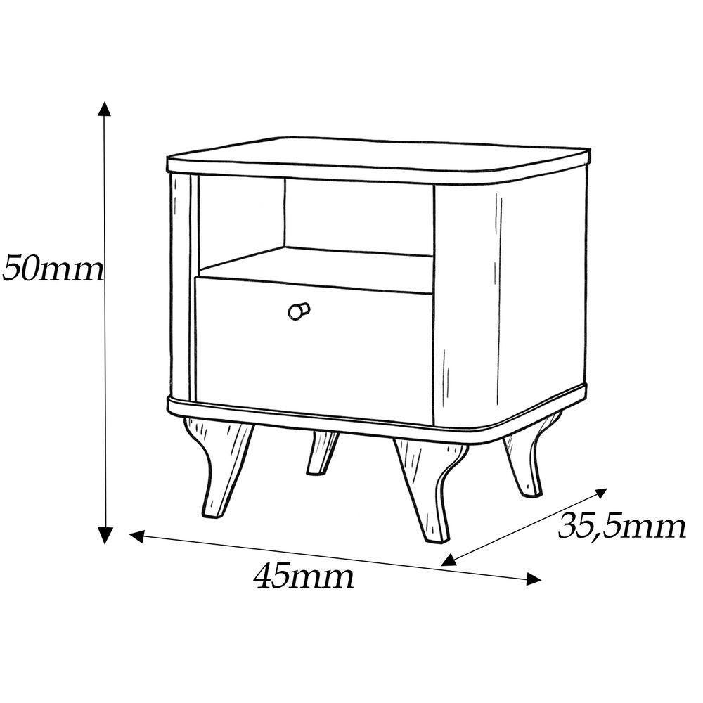 Mesa De Cabeceira Aruma Slim Com Cantos Arredondados Off White - 6