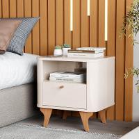 Mesa De Cabeceira Aruma Slim Com Cantos Arredondados Off White - 2