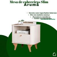 Mesa De Cabeceira Aruma Slim Com Cantos Arredondados Off White - 3