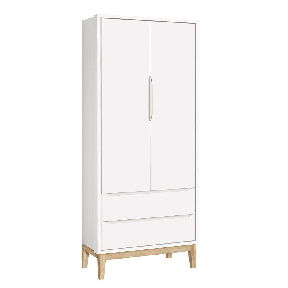 Jogo De Quarto Para Bebê Completo 2 Portas Classic New Branco Fosco Com Natural - Moveisaqui - 4