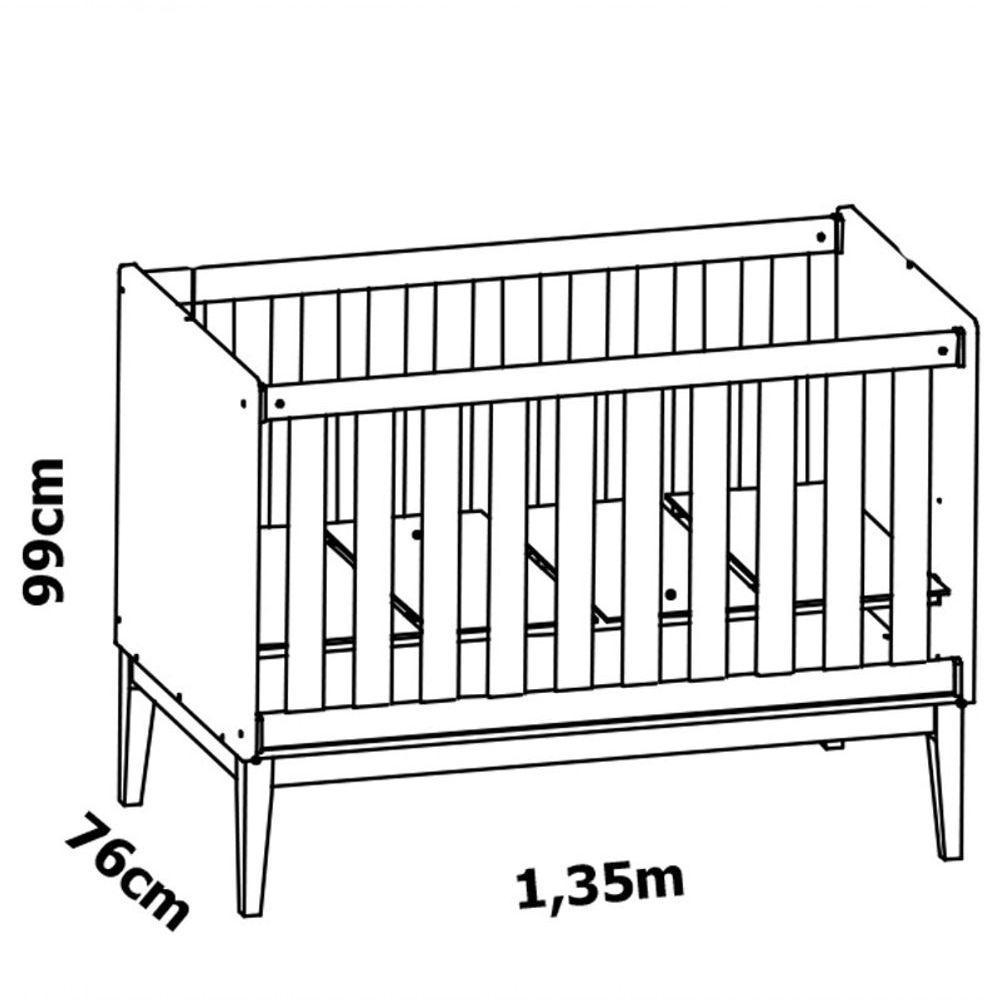 Jogo De Quarto Para Bebê Completo 2 Portas Classic New Rosa Fosco Com Natural - Reller - 3