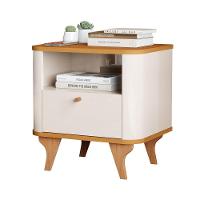 Mesa De Cabeceira Aruma Slim Com Cantos Arredondados Off White Com Nature - 1