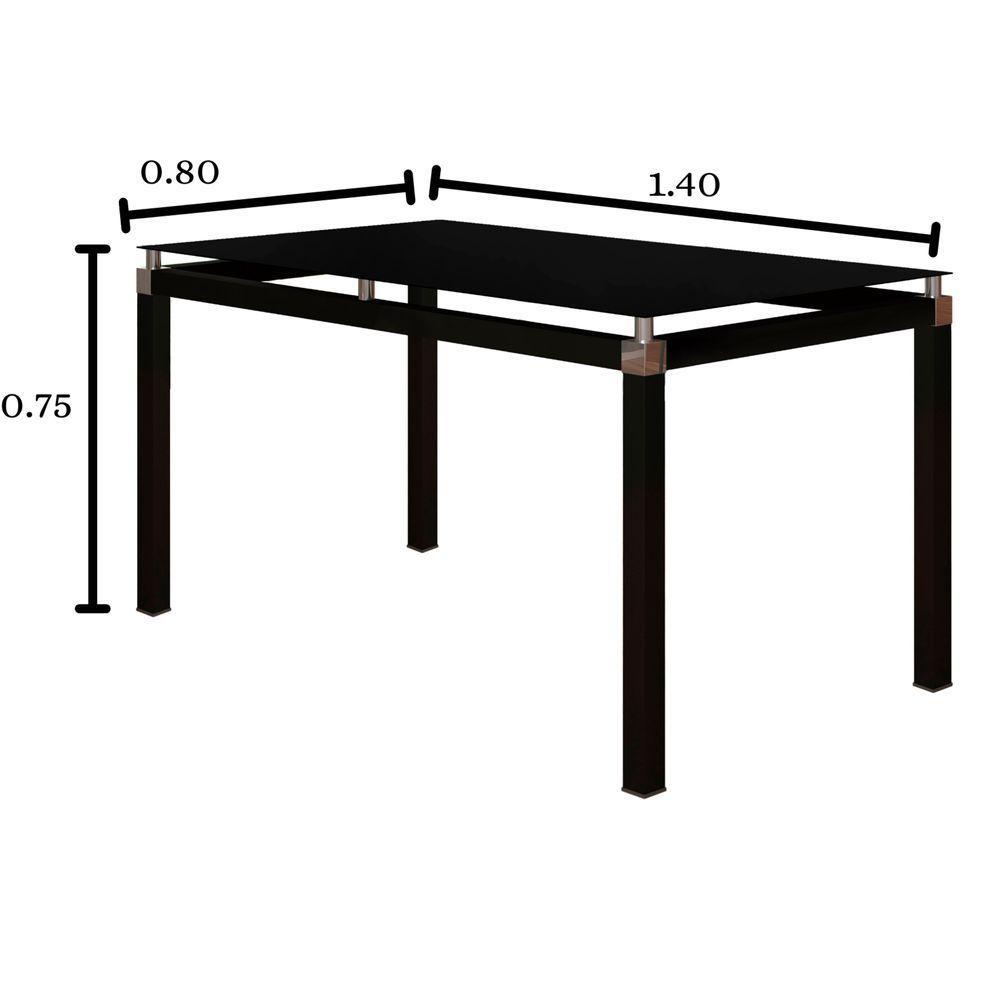 Conjunto Mesa De Jantar Com 6 Cadeiras 151 Malva Tampo Vidro 140cm Sf Preto Assento Platina - Combo Stock - 5