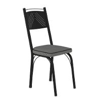 Conjunto Mesa De Jantar Com 6 Cadeiras 151 Malva Tampo Vidro 140cm Sf Preto Assento Platina - Combo Stock