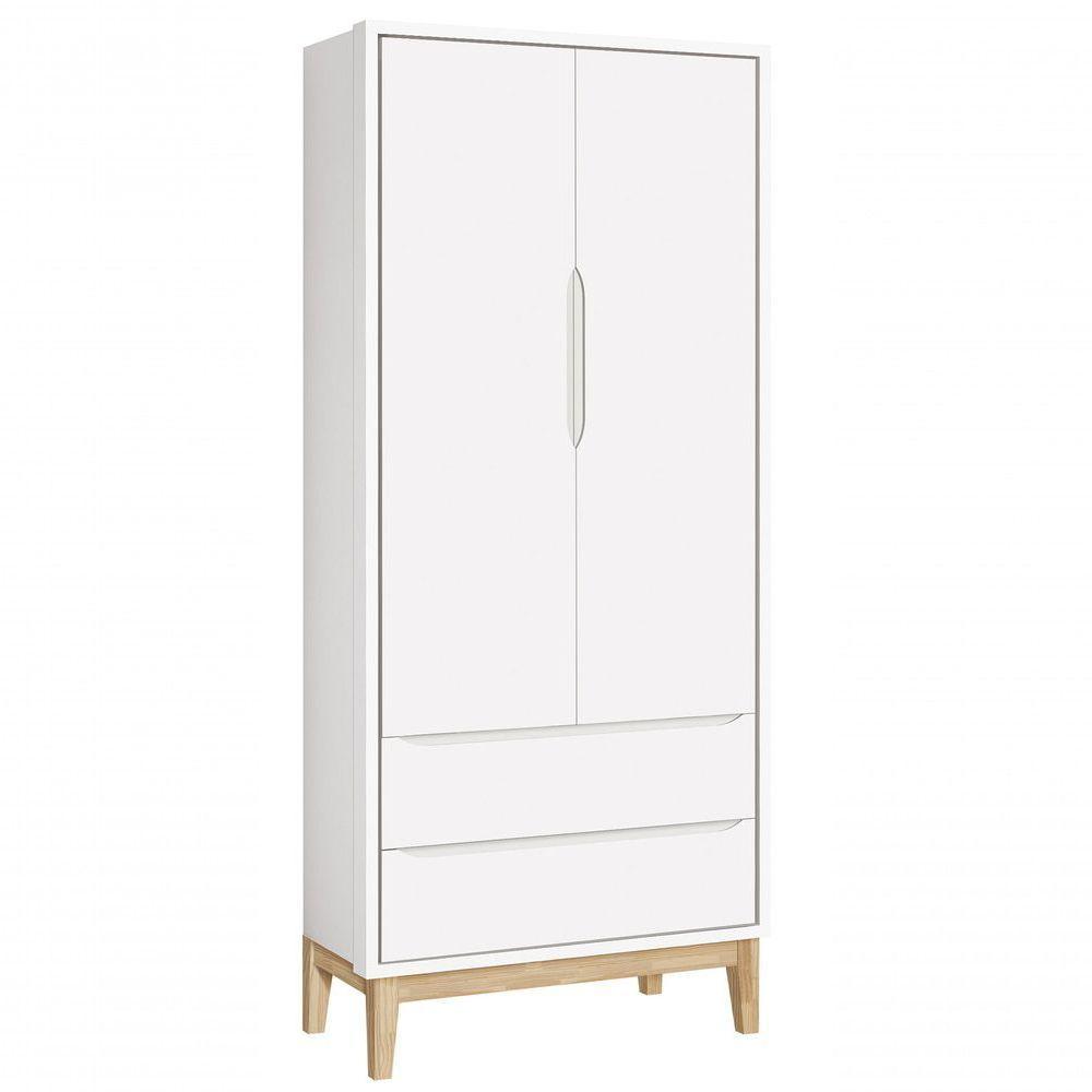 Jogo De Quarto Para Bebê Completo 2 Portas Classic New Branco Fosco Com Natural - Reller - 3