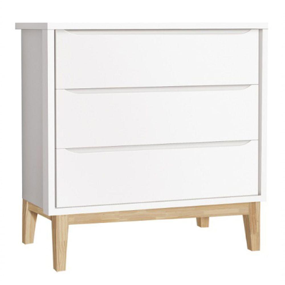 Jogo De Quarto Para Bebê Completo 2 Portas Classic New Branco Fosco Com Natural - Reller - 4