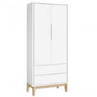 Jogo De Quarto Para Bebê Completo 2 Portas Classic New Branco Fosco Com Natural - Reller - 3