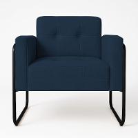 Poltrona Sala Industrial Alta Tubo Preto Elisa Suede D03 - D'rossi Cor Azul Marinho - 2