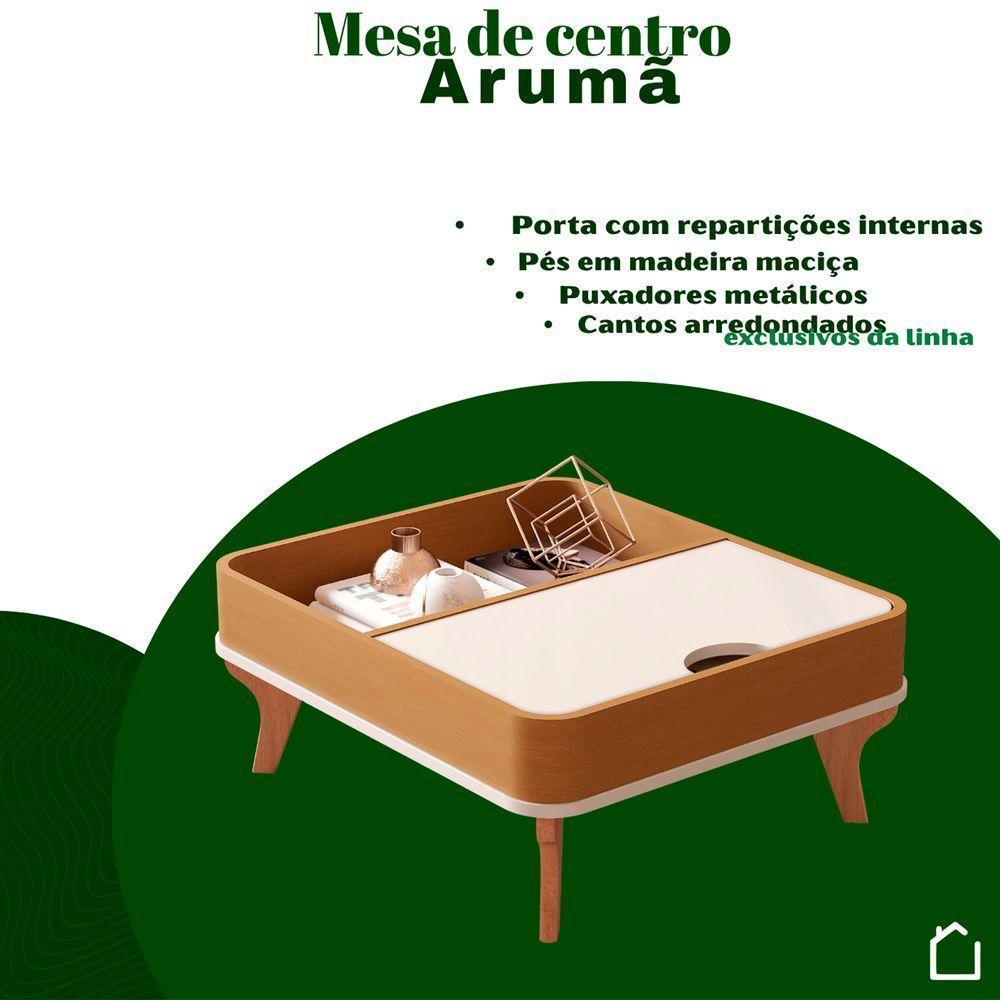 Mesa De Centro Aruma Com Cantos Arredondados Off White Com Nature - 3