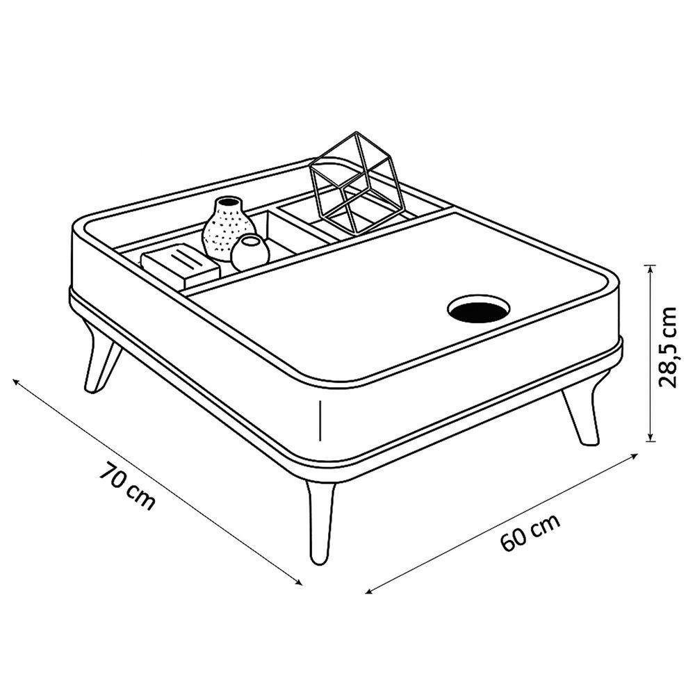 Mesa De Centro Aruma Com Cantos Arredondados Off White Com Nature - 5
