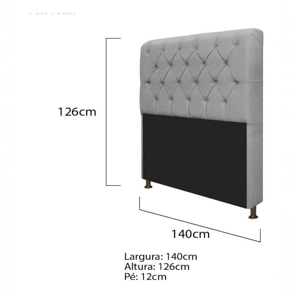 Kit Cabeceira Lady E Recamier Félix 140 Cm Casal Suede Rosê - Amarena Móveis Cor Cinza Suede - 6