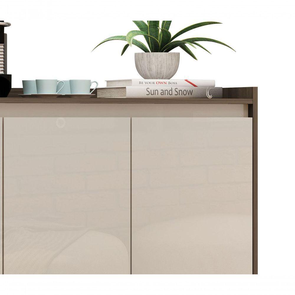 Balcao Buffet Retrô Delta 3 Portas Malbec Com Off White - Moveisaqui - 3