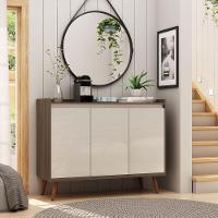 Balcao Buffet Retrô Delta 3 Portas Malbec Com Off White - Moveisaqui - 2