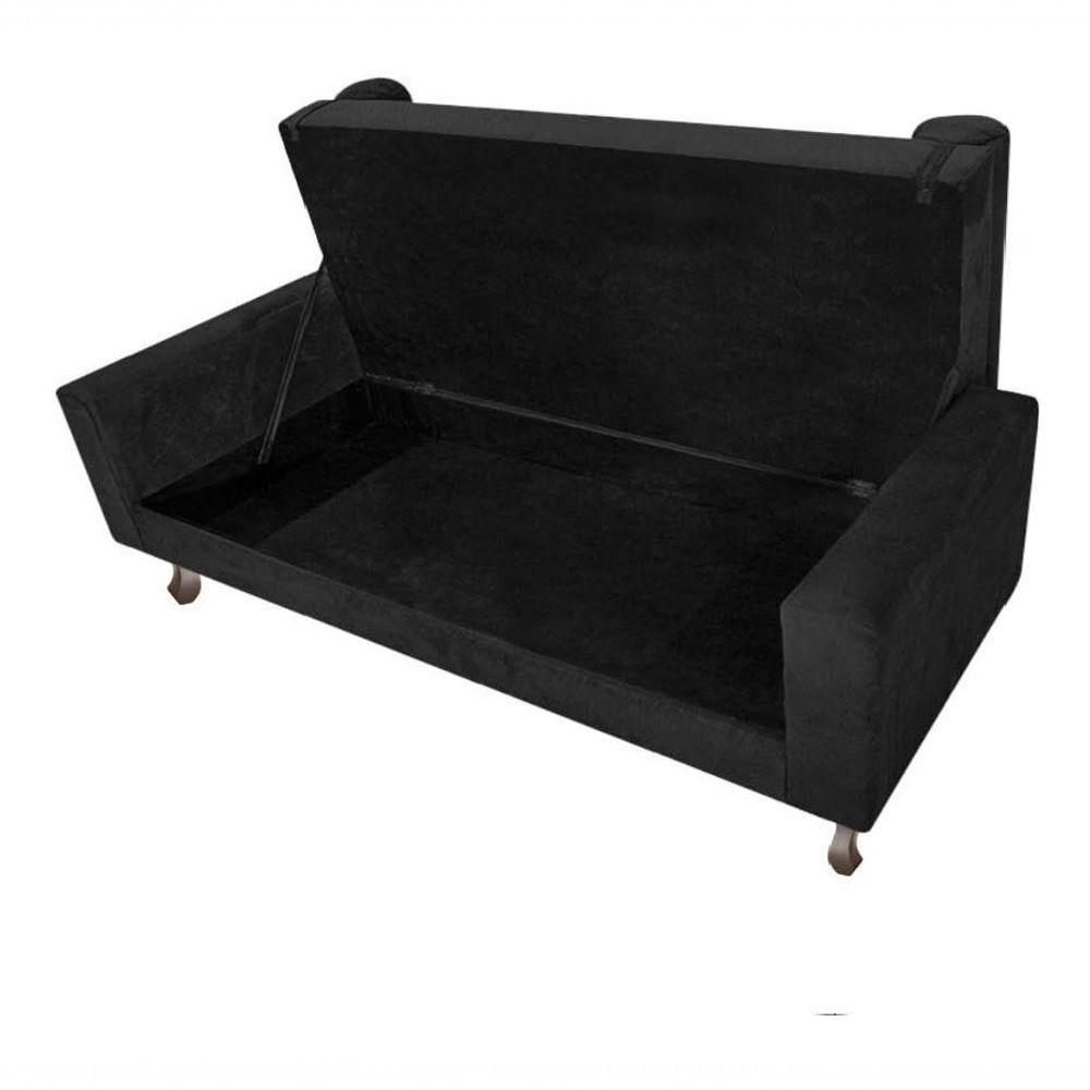 Kit Cabeceira Lady E Recamier Félix 140 Cm Casal Suede Rosê - Amarena Móveis Cor Preto Suede - 3