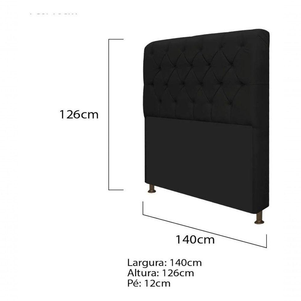 Kit Cabeceira Lady E Recamier Félix 140 Cm Casal Suede Rosê - Amarena Móveis Cor Preto Suede - 6