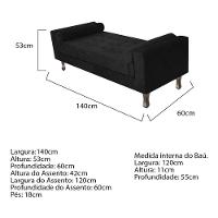 Kit Cabeceira Lady E Recamier Félix 140 Cm Casal Suede Rosê - Amarena Móveis Cor Preto Suede