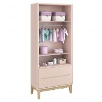 Jogo De Quarto Para Bebê Completo 2 Portas Classic New Rosa Fosco Com Natural - Moveisaqui - 5