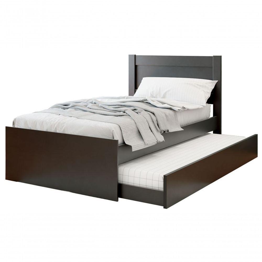 Cama Solteiro Com Auxiliar Prisma Preto - Jea Móveis - 1