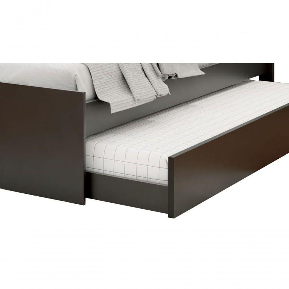 Cama Solteiro Com Auxiliar Prisma Preto - Jea Móveis - 3