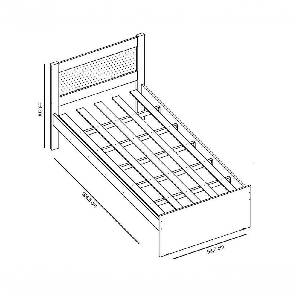 Cama Solteiro Com Auxiliar Prisma Preto - Jea Móveis - 5